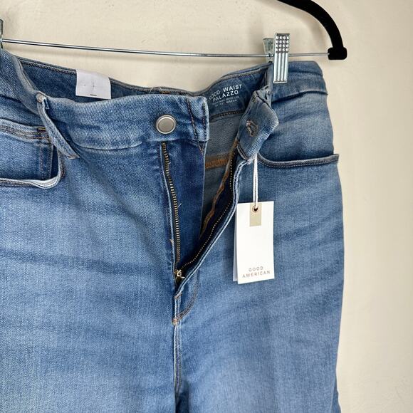 NWT Anthropologie Good American Good Waist High Rise Palazzo Wide Leg Jeans 32 - Picture 6 of 14